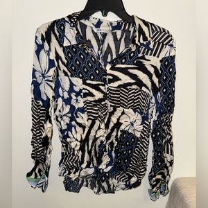 Zara Printed Button Down Shirt & Flowy Matching Pants (can be sold separately)
